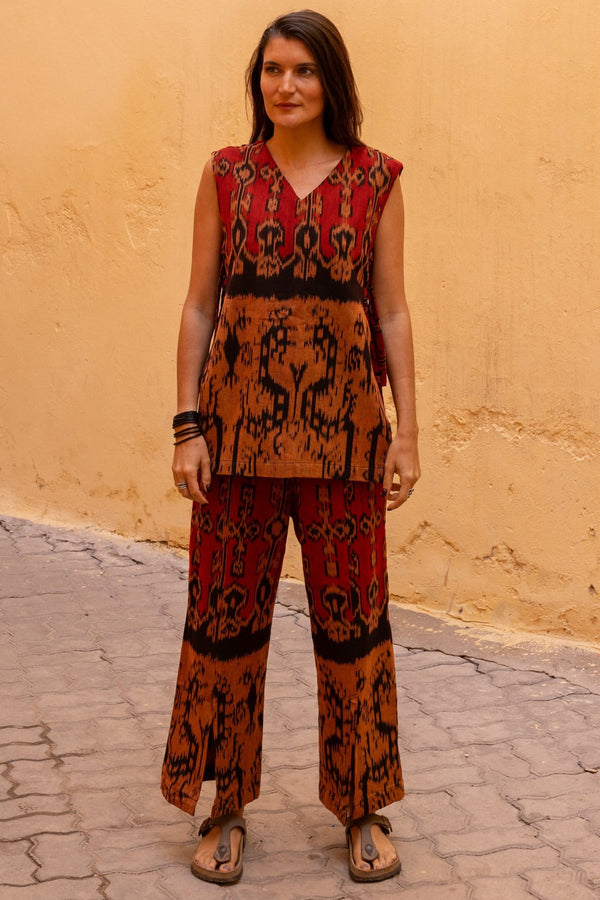 Sambal Two-Piece Set, handwoven Javanese Ikat, full-length styling