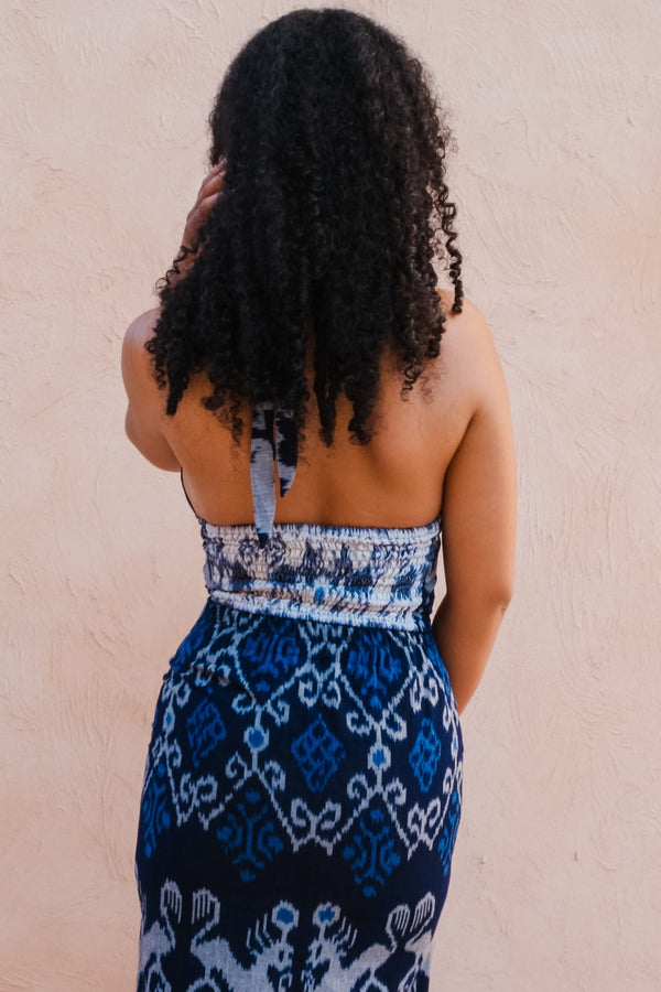 Air Co-Ord Set — Blue, handwoven Javanese Ikat, alternate view