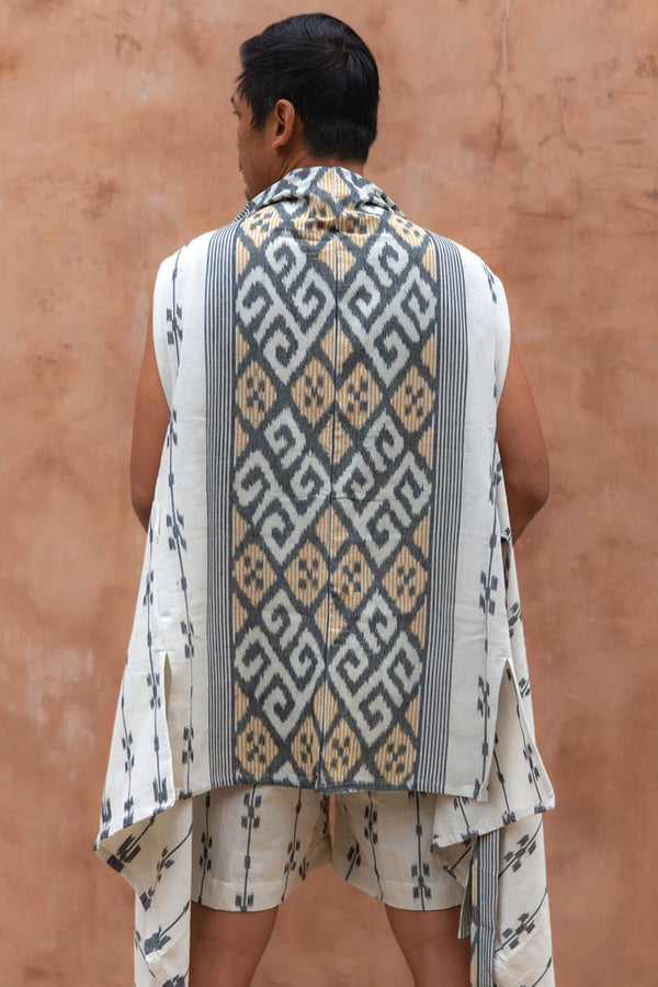 Aliran Co-Ord Set — White, handwoven Javanese Ikat, alternate view