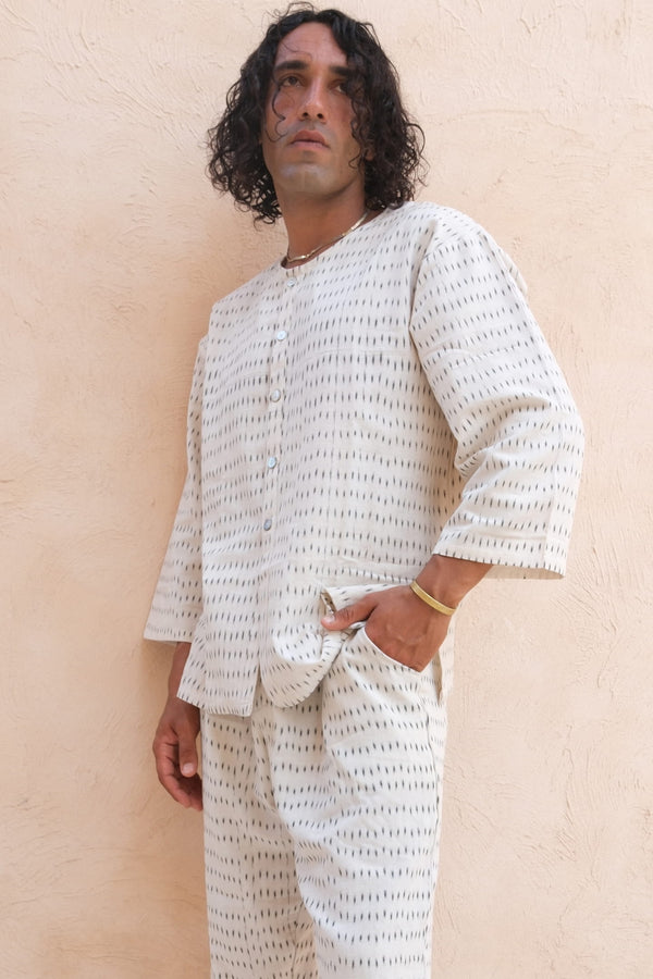 Baik Two-Piece Set, handwoven Javanese Ikat, front view
