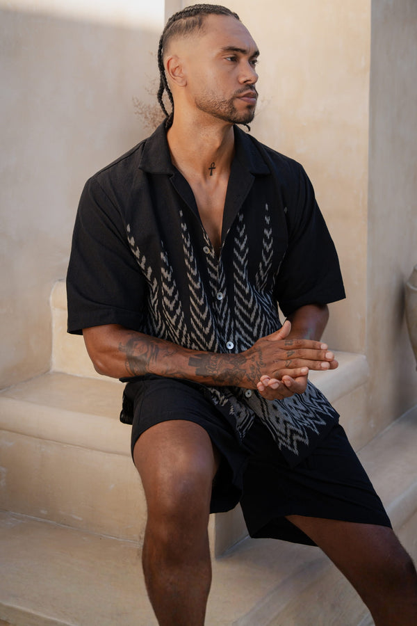 Bumi Co-Ord Set — Black, handwoven Javanese Ikat, alternate view