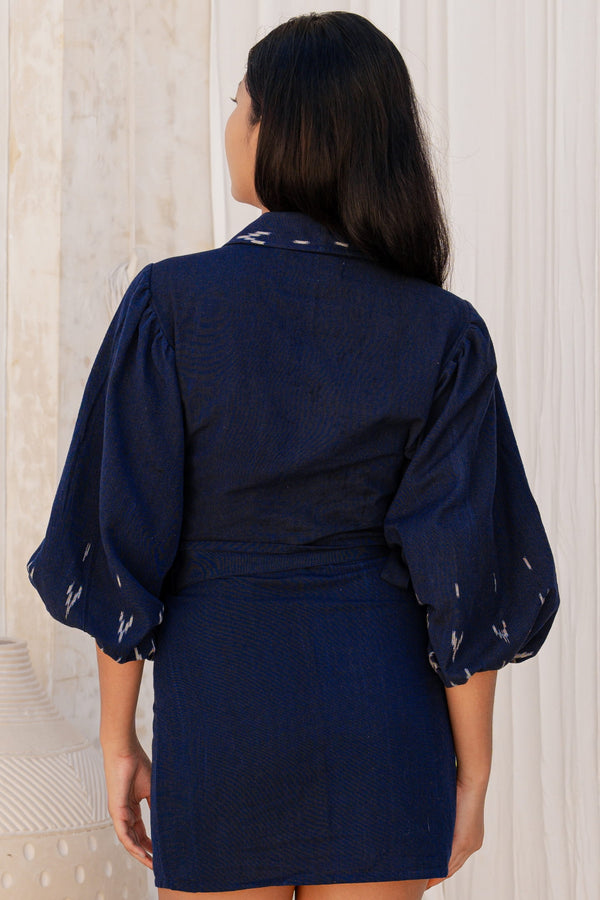 Mata Hari Co-Ord Set — Women's Blue, handwoven Javanese Ikat, alternate view
