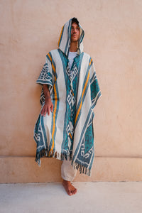 Handwoven Cotton Hooded Poncho Mens | Hayaqi Life