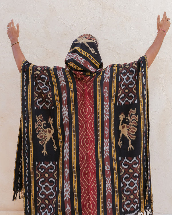 Mimpi Hooded Poncho Cape - Men's Gold Rooster