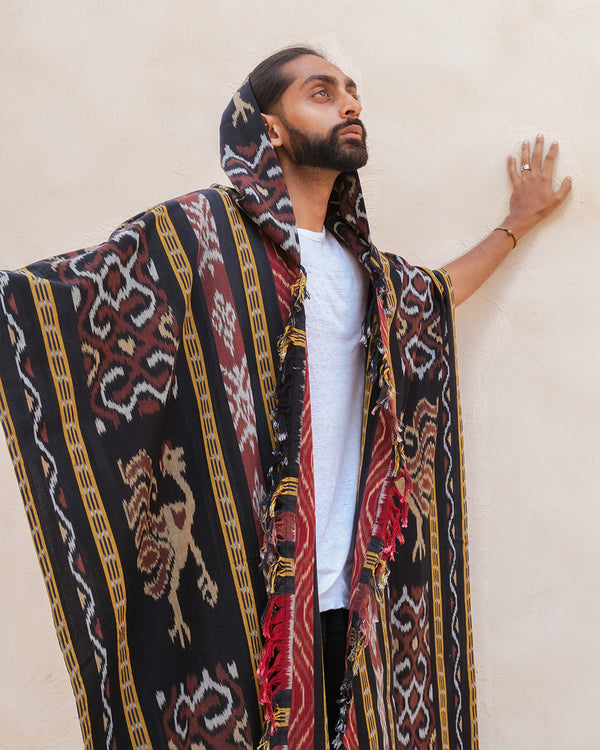 Mimpi Hooded Poncho Cape - Men's Gold Rooster