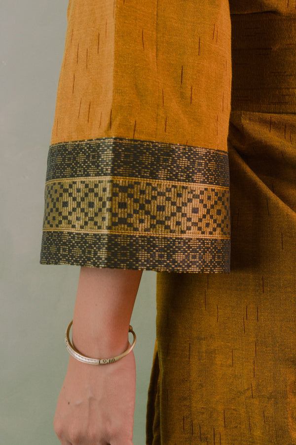 Gaya Kimono — Women's Gold, handwoven Javanese Ikat, full-length styling