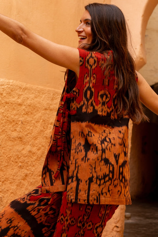 Sambal Two-Piece Set, handwoven Javanese Ikat, alternate view