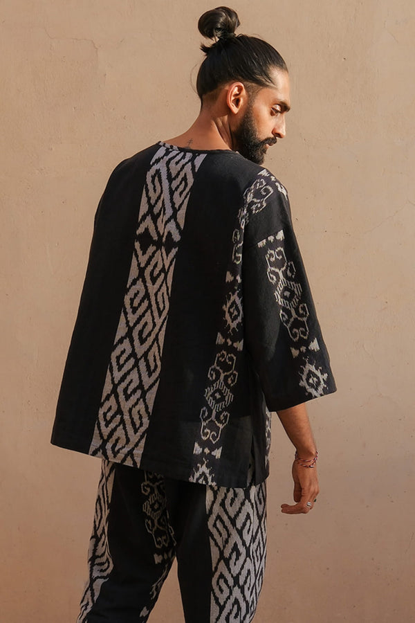 Sawah Co-Ord Set — Black, handwoven Javanese Ikat, alternate view